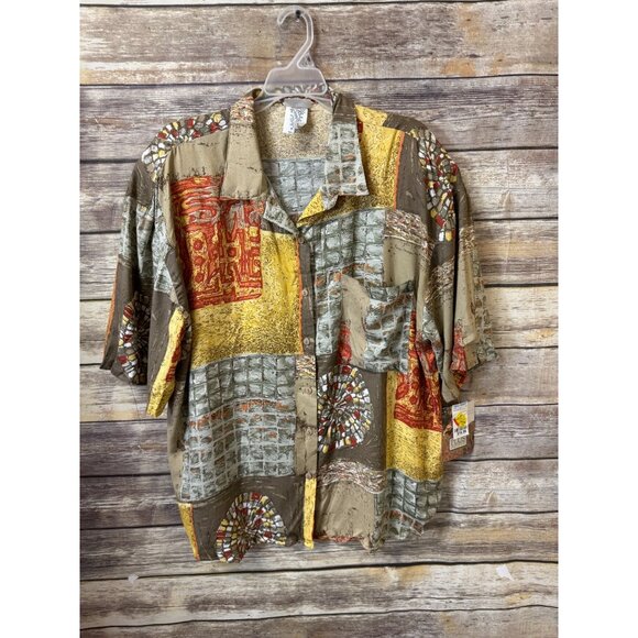 Womens Plus Preferred Top Plus Size 22 42 Button Front Short Sleeve NWT - Picture 1 of 4